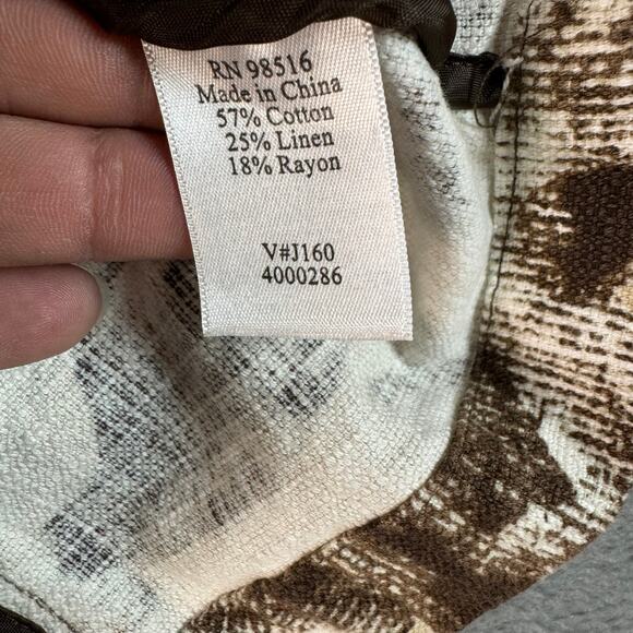Coldwater Creek Jacket Womens Brown Tan Floral Linen Cotton Blend Buttons‎ sz 10 - Picture 5 of 8
